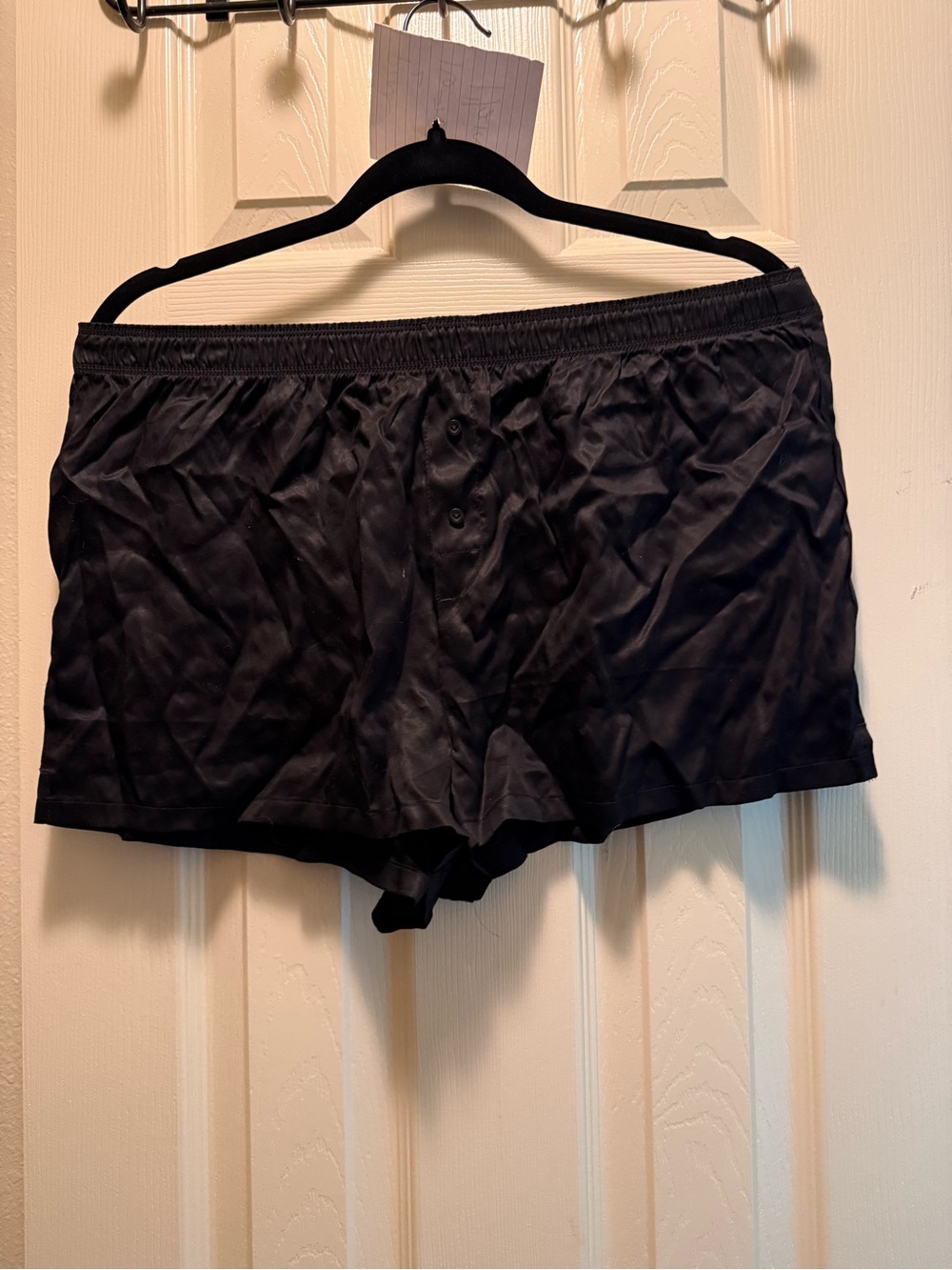 Victoria's Secret Black Satin Sleep Shorts with skeleton hands on booty